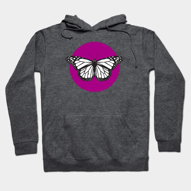 Monarch butterfly on purple Hoodie by Jennifer Ladd